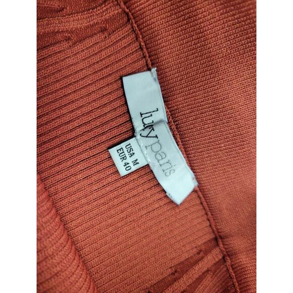 Lucy Paris Knit Salmon Dark Coral Stretch Short Women's Medium Skirt - Picture 2 of 4